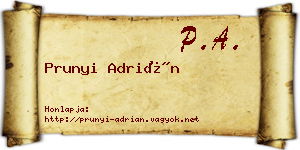 Prunyi Adrián névjegykártya